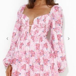 Hello Molly Expressing Fun Long Sleeve Mini Dress Pink